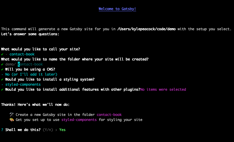 The Gatsby new project CLI