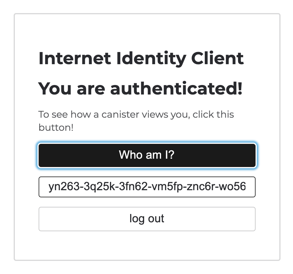 Final result after authenticating